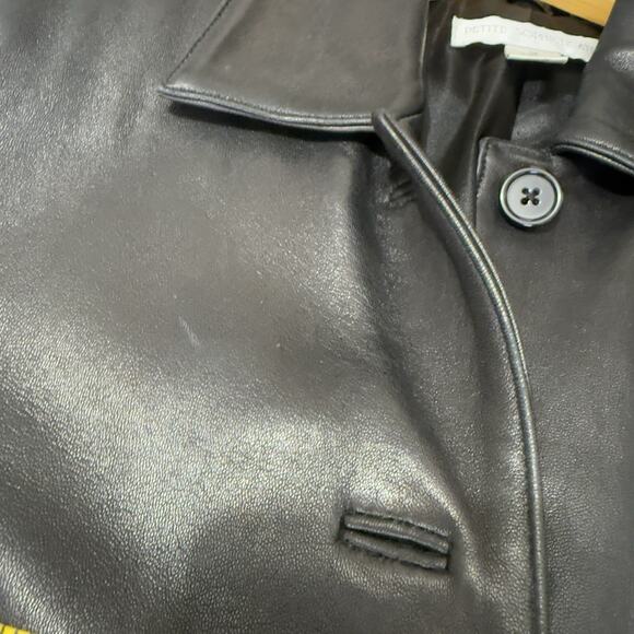 Petite Sophisticate Black Leather Blazer Jacket Women’s Size M Button Front - Picture 9 of 14